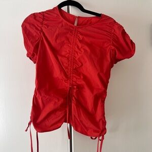 Elegant Red Ruched Blouse
